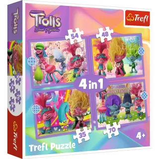  Puzzle 4w1 35/48/54/70 elementów Trolls +4 Trefl
