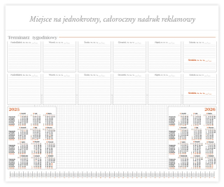 Biuwar kalendarz tygodniowy leżący na biurku 2025 32x45cm 26kart. Lucrum