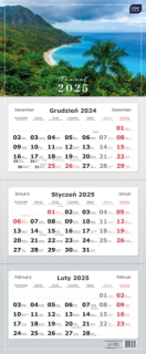 Kalendarz naścienny trójdzielny 34x83cm 2025 widok Interdruk