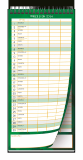 Kalendarz naścienny szkolny notatnikowy wieloplanszowy 20x42cm 2024/2025 Kalpolbis