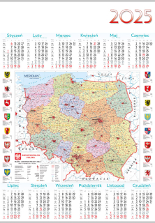 Kalendarz jednoplanszowy ścienny A1 61x88cm 2025 mapa Lucrum