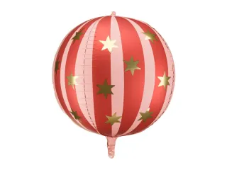 Balon foliowy 75cm piłka czerwona w gwiazdki Partydeco