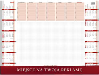 Biuwar kalendarz tygodniowy z listwą 2025 55x41cm 52kartki Wokół Nas